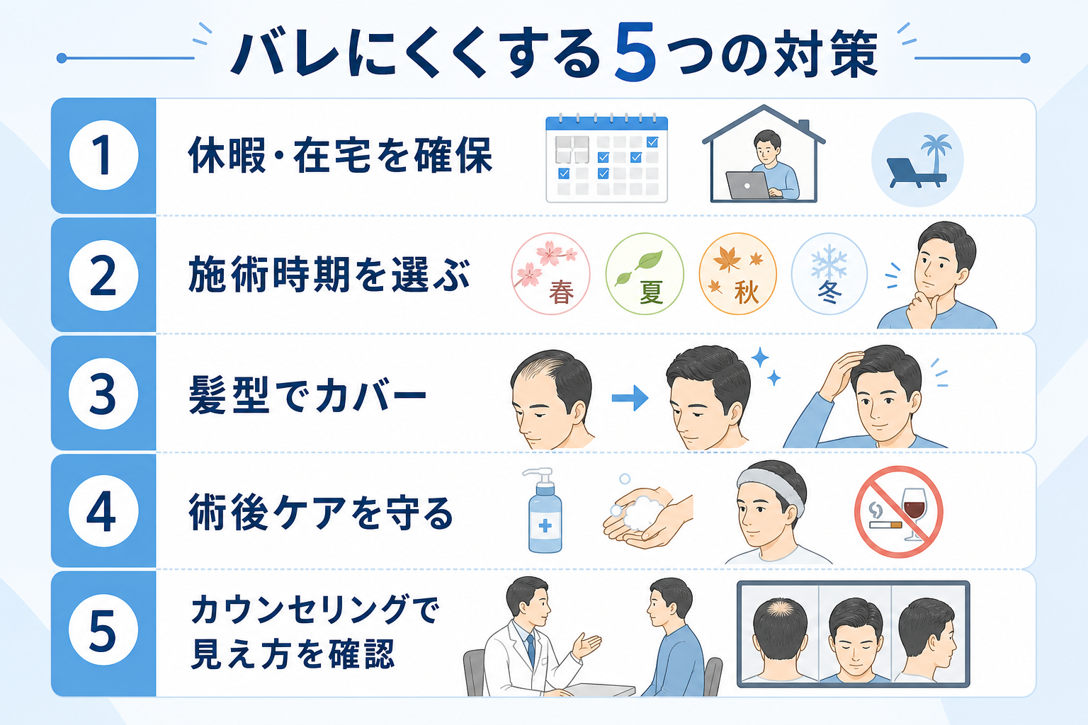 バレにくくする5つの対策チェックリスト（イメージ）